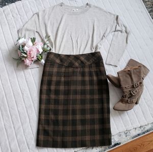 Banana Republic Wool Blend Tartan Pencil Skirt